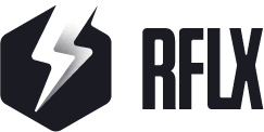 Logo noir et blanc de l'agence de marketing digital RFLX