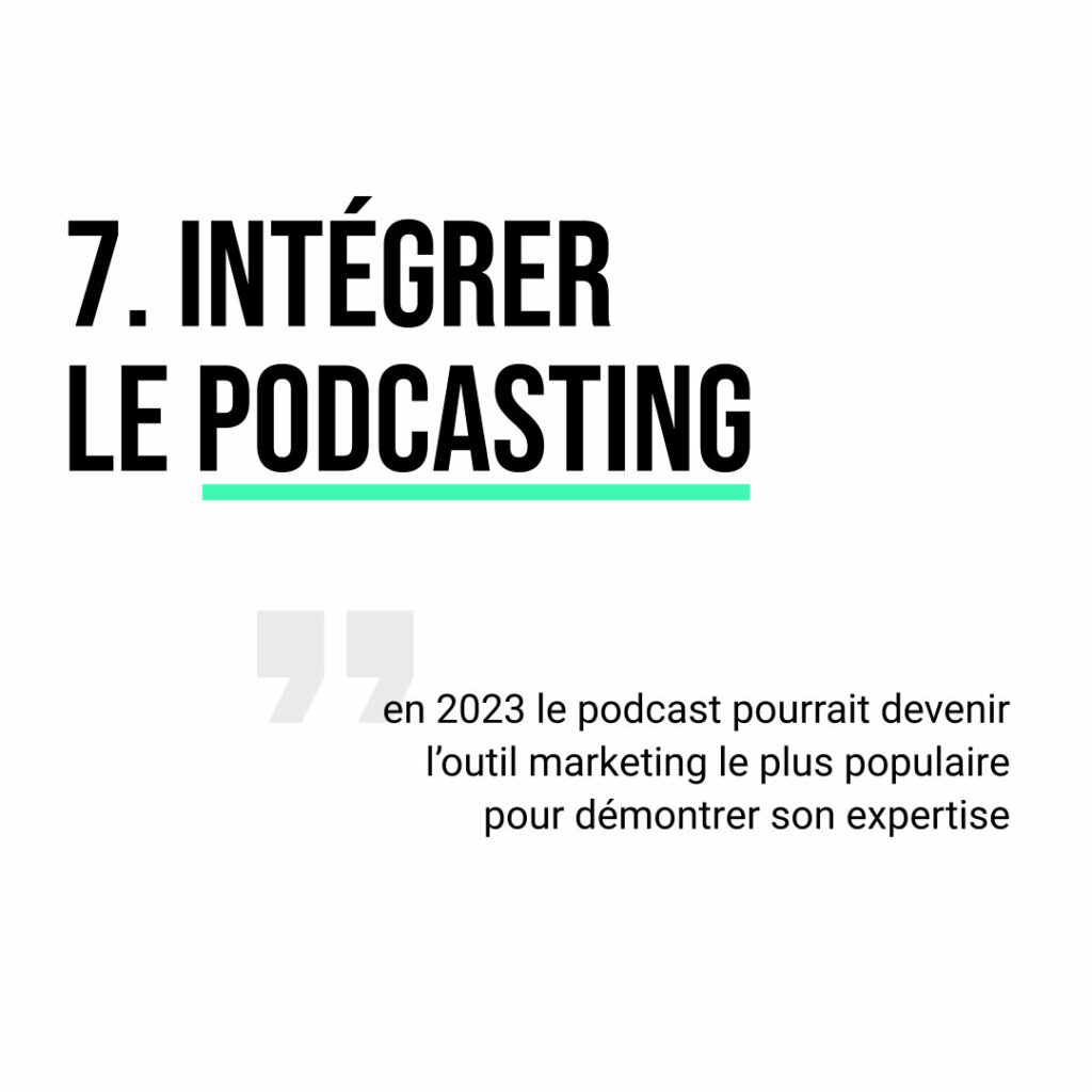 présentation du podcasting à prendre en compte dans sa stratégie de marketing digital. Démontrer son expertise grâce au podcast